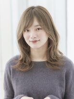 アンフィニー 銀座(ANFINI)&nbsp;くびレイヤー前髪パーマグレージュレイヤーミディカーキベージュ