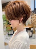 かきあげ前髪小顔まわりつや髪骨格補正丸みショートボブヘア