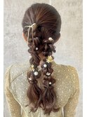 結婚式お呼ばれツイン編みおろし／ヘアセット/ふわふわ/アレンジ