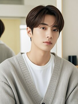 エイチ メンズ(H) フェザーパーマフェードカットツーブロックセンター分けメンズ