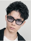 渋谷フェザーショートメンズマッシュウルフセンターパートカット
