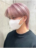 メンズハイトーンミルクティーピンクベージュカラーダブルカラー
