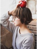 大人可愛い20代30代40代黒髪前下がりショートボブ丸みショート◎