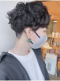 【morio原宿】くせ毛風パーマショート　くるくる　黒髪マッシュ