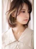 デザインカラー大人ハイライト前下がりボブY上尾10代20代30代