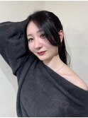 顔まわりレイヤー 艶カラー 暗髪 韓国風 髪質改善 福岡美容室