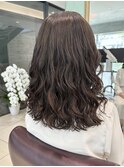 コテ巻き風パーマしっかり目　前髪なし　30代　新デジタルパーマ