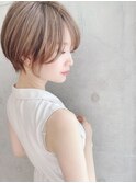 Say.ショートボブホワイトグレージュ地毛風ストレートミニボブ