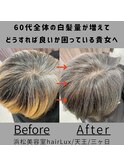 hairLux/浜松天王/三ヶ日/60代の髪全体に白髪が気になる方へ