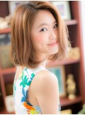 くせ毛風外巻きパーマ小顔くびれミディアムc5戸頭20代30代40代