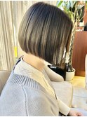 前下がりボブ★大人かわいい グレージュ ツヤ髪 30代 アッシュ