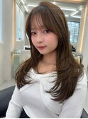 大人可愛い小顔カットネビージュ韓国ハイレイヤーカット