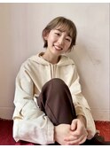 マッシュショート×ミルクティーベージュ