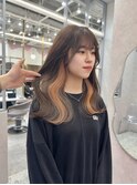 天神大名ダブルカラーケアブリーチインナーカラーオレンジ