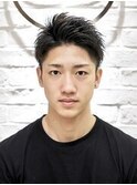 メンズツーブロックショート爽やかパーマスタイル
