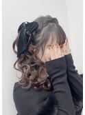 コンサート/押し活/ライブヘア/波巻き/サイドポニーテール