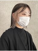 インナーカラーボブハイトーンベージュナチュラルボブ長め30代