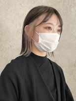 インナーカラーボブハイトーンベージュナチュラルボブ長め30代
