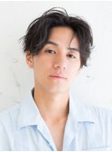 ウェーブパーマ/センターパート/アップバング