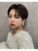 前髪あり耳掛け丸みくびれショートボブ20代30代40代50代60代