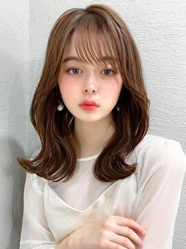 ラルユー 金山(LallYou) ミニウルフ前髪パーマ韓国くびれミディアムチェリーブラウン