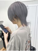 【ショートウルフ】ハイトーン　シルバー　ホワイト　ブリーチ
