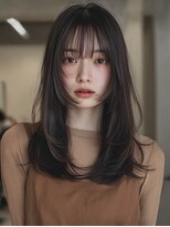 ケシキ 表参道 原宿(kesiki.)&nbsp;ミディアムレイヤー顔周りカットハッシュカットワンホンレイヤー