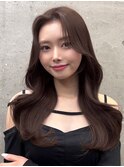 大人ガーリーレイヤーカット韓国ヘアモテ髪似合わせカット