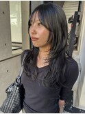 レイヤーカット海外風レイヤーレイヤーブルーブラックカラー