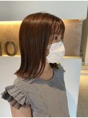 切りっぱなしボブ×ベージュカラー