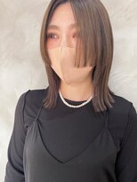 フラッグ ヘアー 天神西通り店(Flag HAIR)&nbsp;ミディアム　顔まわりデザイン　切りっぱなし