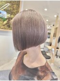 ダブルカラー/透明感/ベージュ/グレージュ/切りっぱなしボブ
