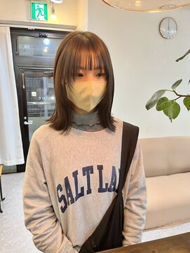 ボン マール ヘアー(Bon Male hair) 【顔まわりレイヤー×オリーブベージュ】