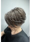 メンズ大人気★センターパート束感リバース流し★ツヤアッシュ