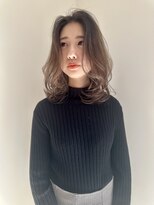 リノア 鵠沼海岸(LINOA)&nbsp;デザインカラー/レイヤーカット/ウェットヘア/オリーブベージュ