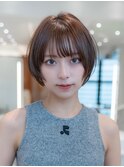 20代30代前下がりショートボブ白髪ぼかしハイライト縮毛矯正