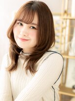 カバーヘア ブリス 川口(COVER HAIR bliss) 斜めバングオレンジベージュくびレイヤーA1川口20代30代40代