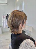 レイヤードボブ×ブリーチなしベージュ縮毛矯正群馬太田