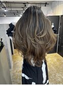 超ロングさん!大人レイヤーバレイヤージュ_contrast greige_