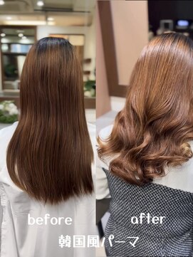 アミー 駒澤(Ammy komazawa) 変身！オレンジ×コテ巻きパーマ