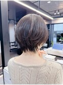 シースルーバング/ブリーチなしカラー/グレージュ/小顔/ショート