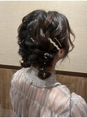 結婚式　参列ヘア　ツインアレンジ　へアメ　大阪　梅田
