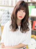 抜け感斜めバング韓国風巻きニュアンスパーマh4川口20代30代40代