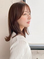 アグノス 青山(Agnos) 縮毛矯正 くびれヘア レイヤーカット アプリコットオレンジ