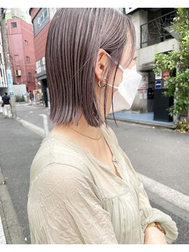 ケンジ 横浜(KENJE) ラベンダーベージュ/切りっぱなしボブ/ダブルカラー