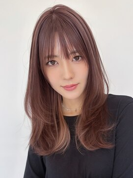 ルージュシー 堀江(RU10C) レイヤーカット/ブリーチなしダブルカラー/ピンクベージュ