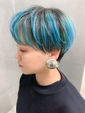 テトヘアー(teto hair) シャーベットカラー、ペールブルー、水色、グラデーションカラー