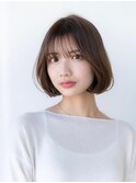 大人かわいい前髪セシルカットココアブラウンフリンジウェーブ