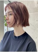 ニュアンスボブとピンクグレージュ