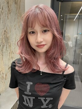 ソル 栄矢場町(SOL) ピンクカラーピンクラベンダーレイヤーカットくびれミディ